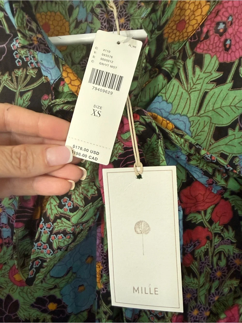 Mille Black Floral Tie-Neck Blouse with Multicolor Botanicals LB004-010 - Picture 7 of 7